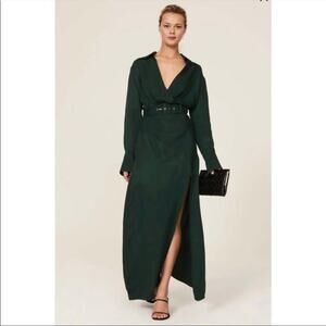 NICHOLAS Electra Forest Green Satin Maxi Dress Size US 4